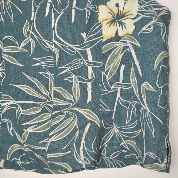 Vintage TOMMY BAHAMA Hibiscus Sleeveless Silk Top woman's size large green/blue - Picture 10 of 16